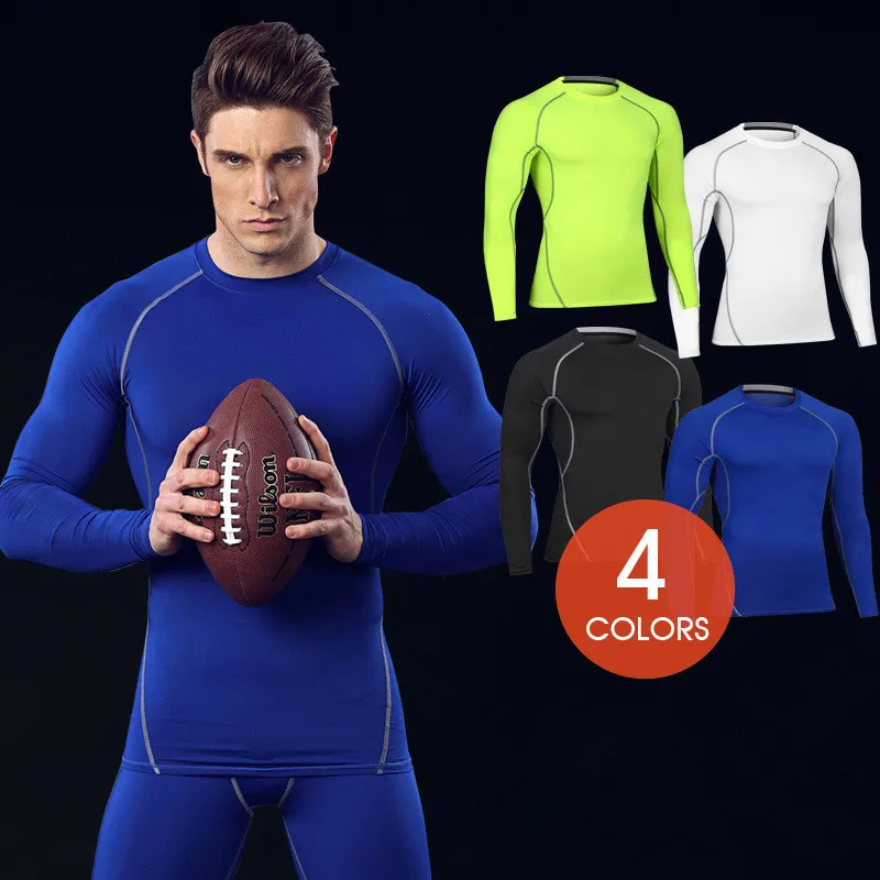 2018 New Gym Fitness Running T-shirts Compression Breathable Wear Men Long Sleeve Clothes