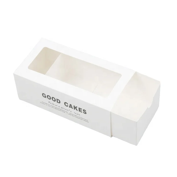 Disposable Custom Logo Baked Pastry Swiss Roll Hot Dog Folding Packaging Cake Box With Window