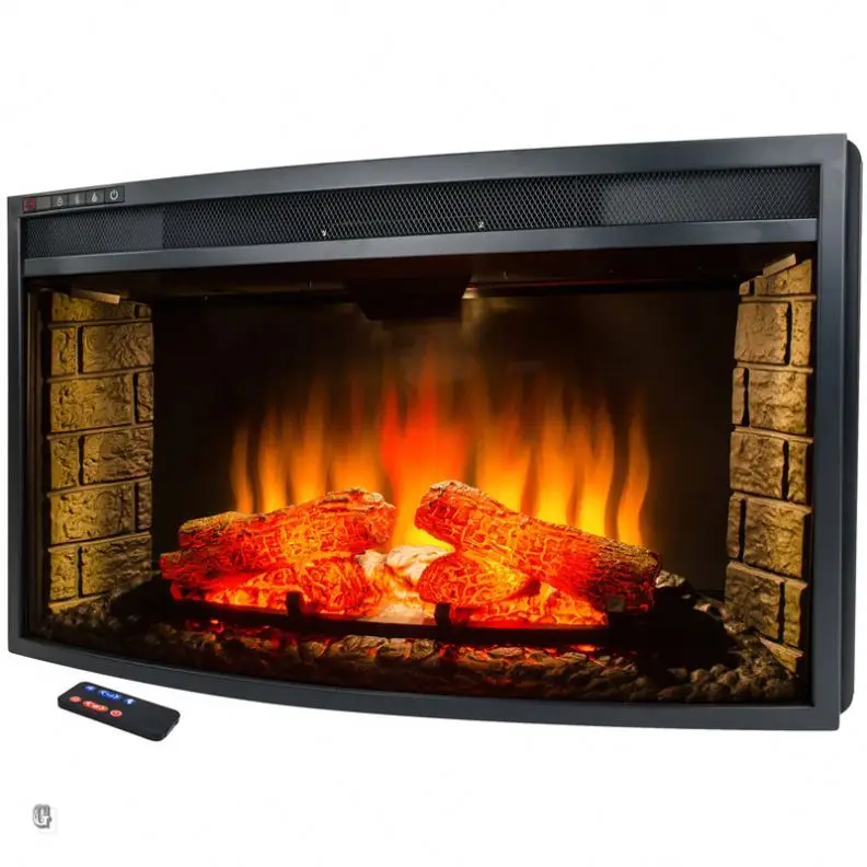 33 inch modern curved led flame indoor decor flame insert fireplace