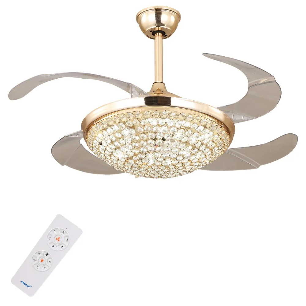 Crystal DC Invisible Ceiling Fan with LED Light