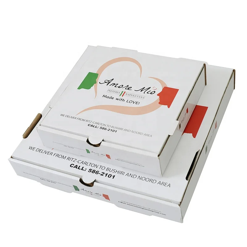 Wholesale custom corrugated paper packaging pizza box with printing