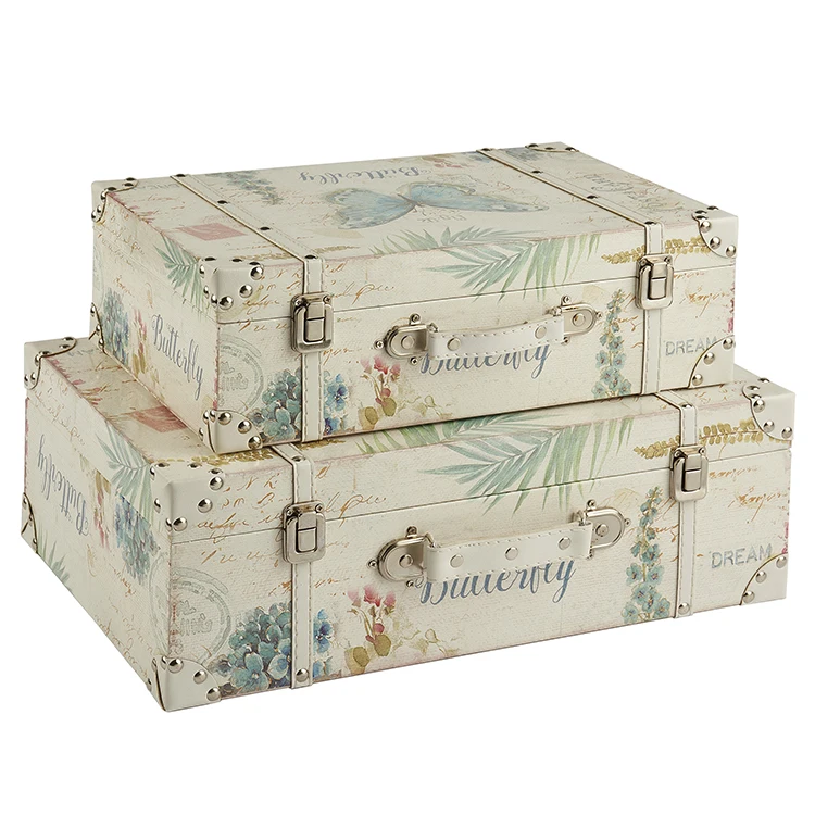 
 Винтажный Стильный ретро-чемодан с принтом бабочки для путешествий  