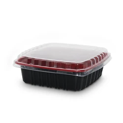 Hot selling BPA free PP Take Out microwavable Disposable plastic Black Red Meal Prep Bento Food Container