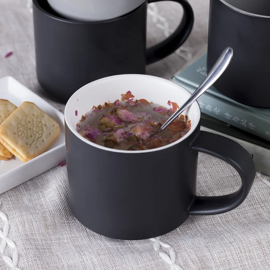 
HT104179 Black Ceramic Cup Custom Logo Matte Ceramic Coffee Cup 