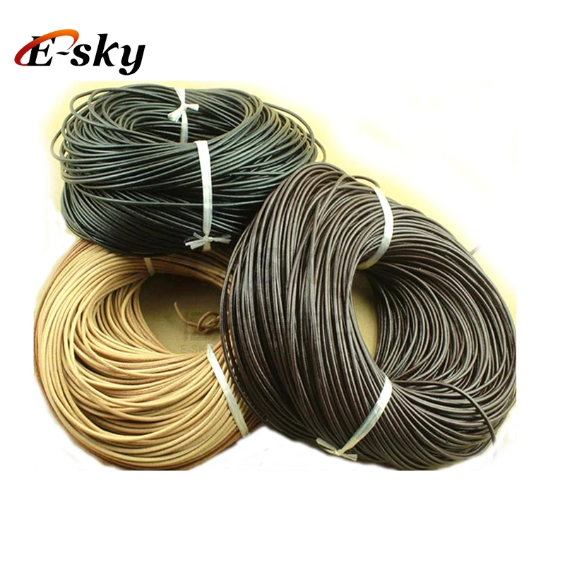 Factory Manufacture Three Colors Genuine Leather Cord 3mm Round Necklace Cord For Jewelry