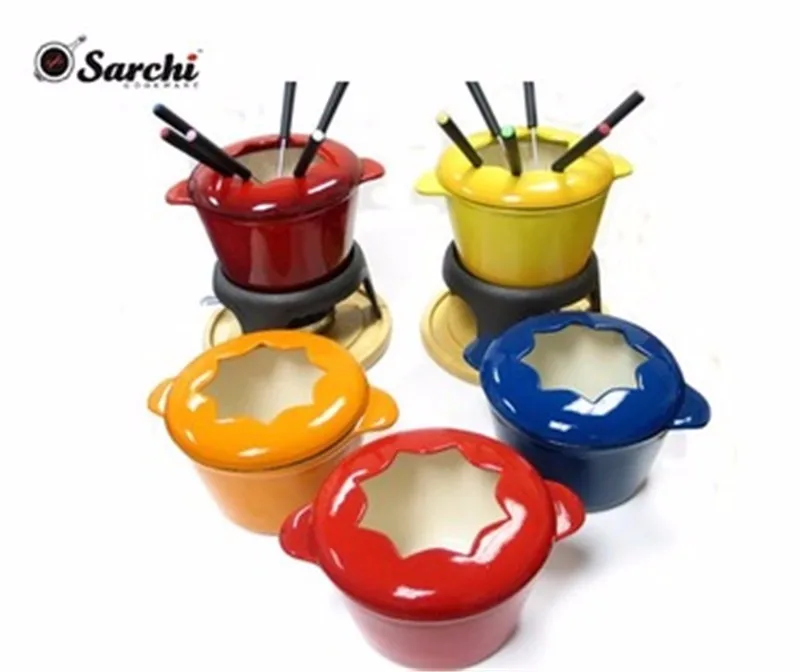 
2017 Hot Sale Mini cast iron melting chocolate fondue set 