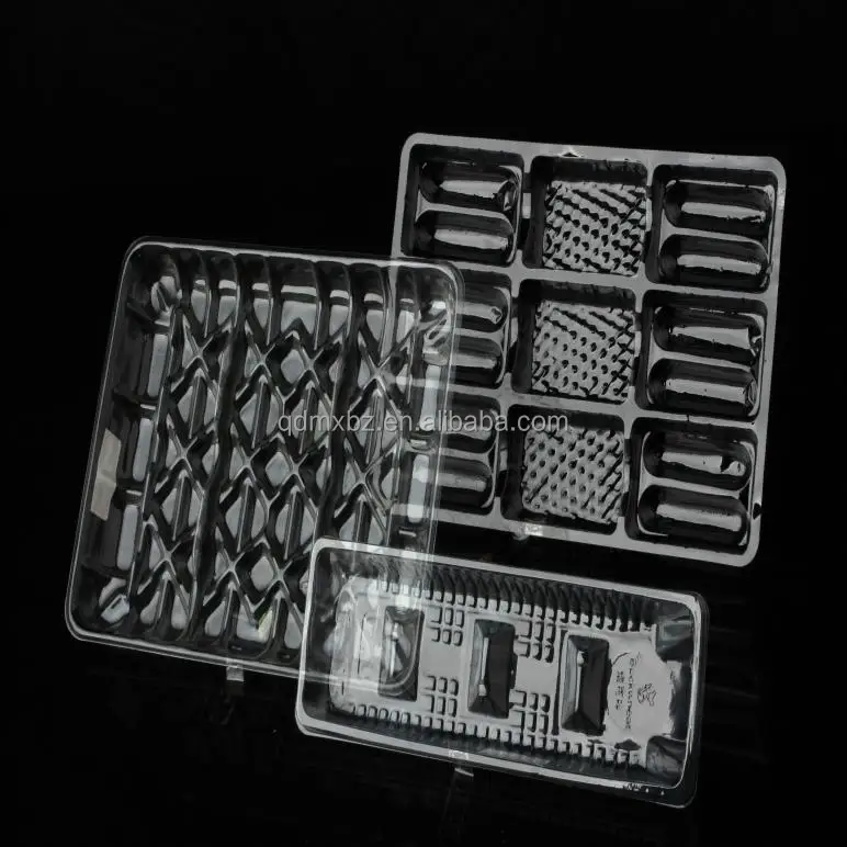 food grade clear Cavity cookie PET inserted box blister plastic chocolate packaging tray with  lids