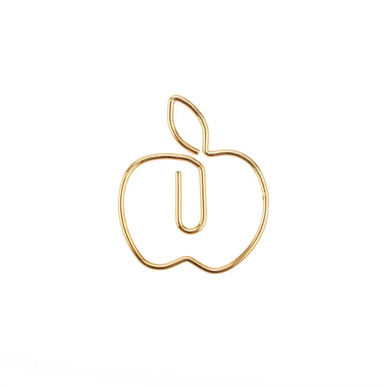 Metal Decorative Gold  Apple Shape Fruit Shape Paper Clips Custom
