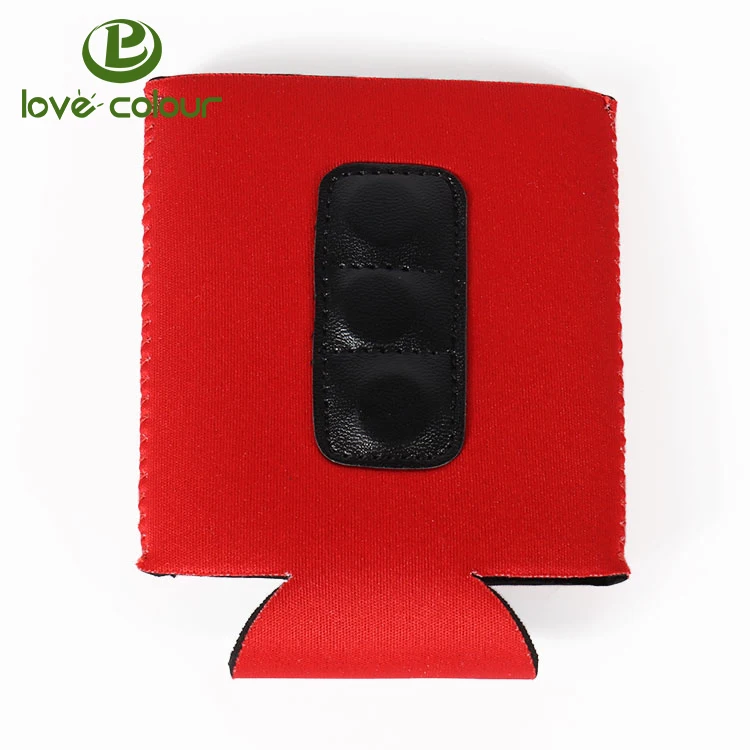 Custom black neoprene soft insulated magnetic beer can drink cooler sleeve coolies holder