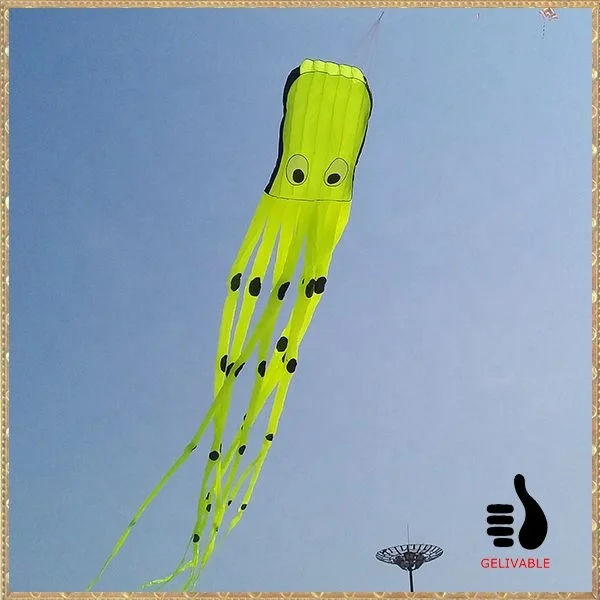 Chinese 8m flying  3D inflatable octopus big kite