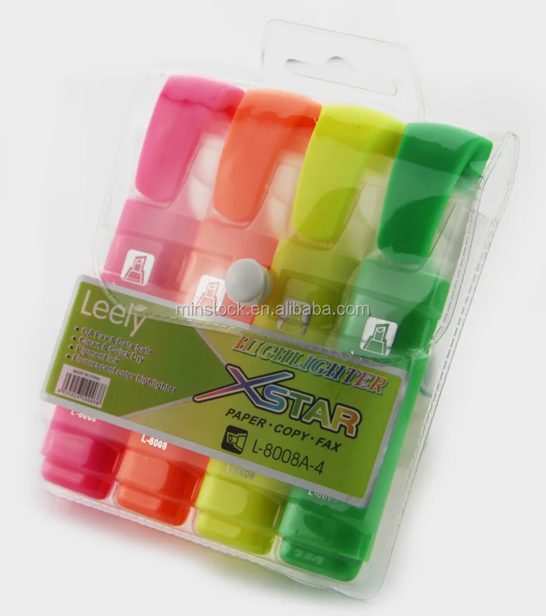 0020W Leery high quality standard size classic flat shape 6 color highlighter marker pen