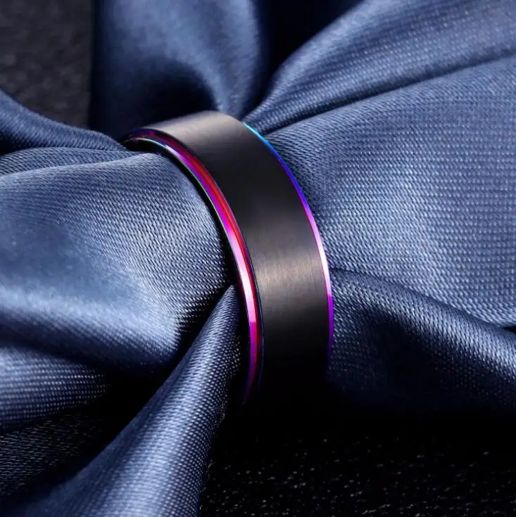 Mens Double Colors Matte Finished Top Quality Stainless Steel Tungsten Rings Wholesale