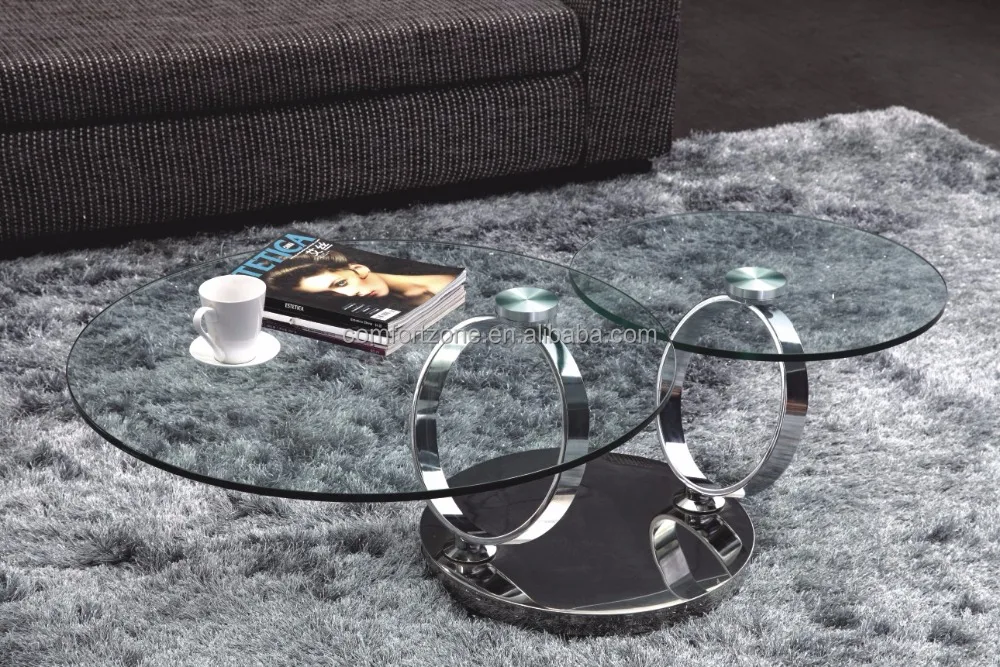 
C8041 movable swivel glass coffee table models for home using 