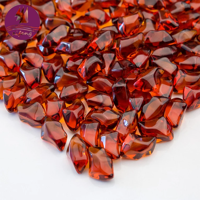 Top quality amber large craft beads fire pit glass beads fire glass crystals