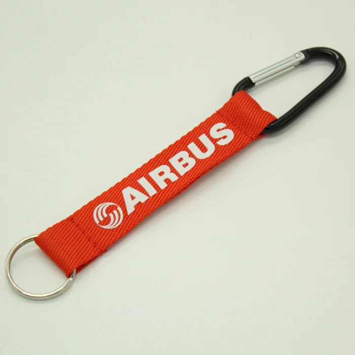Fashion custom logo silkscreen printing carabiner keychain strap