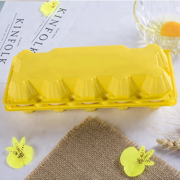 plastic tray wholesale customized pvc 10 cell yellow colourful egg tray/box/carton