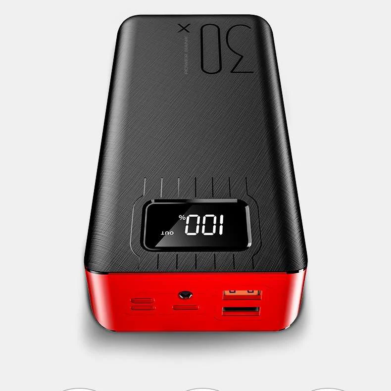 
Power Bank Portable Charger 2 USB Outputs 30000mAh High Capacity Charge External Battery Pack with LCD Display For Mobile Tablet 