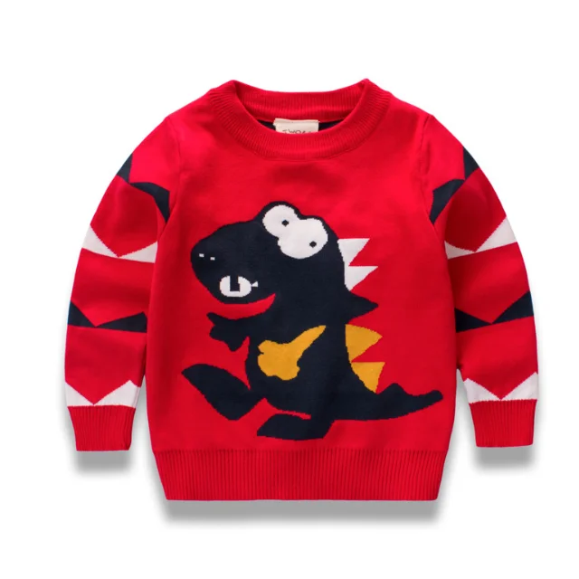
2018 new design Dinosaur kids wool knit pullover boys sweaters 