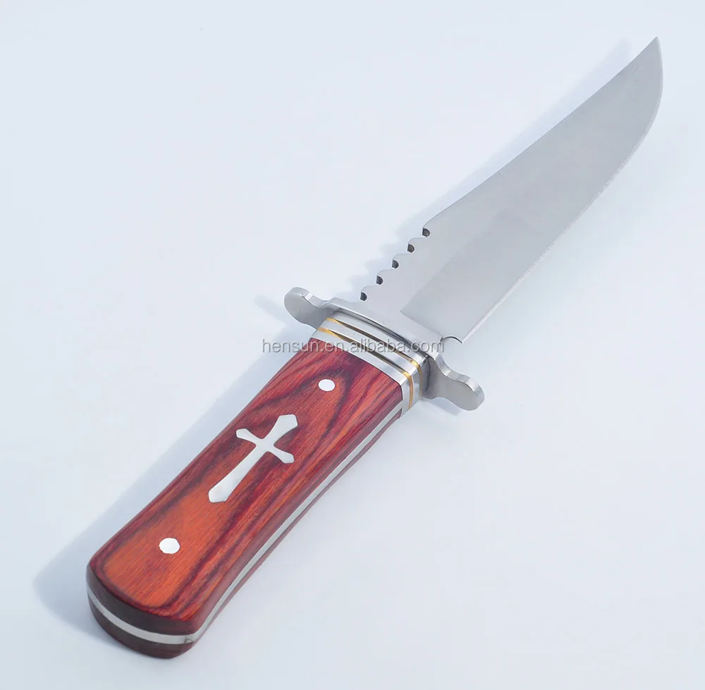 Fixed blade hunting bowie skinning Blade pakka wood knife