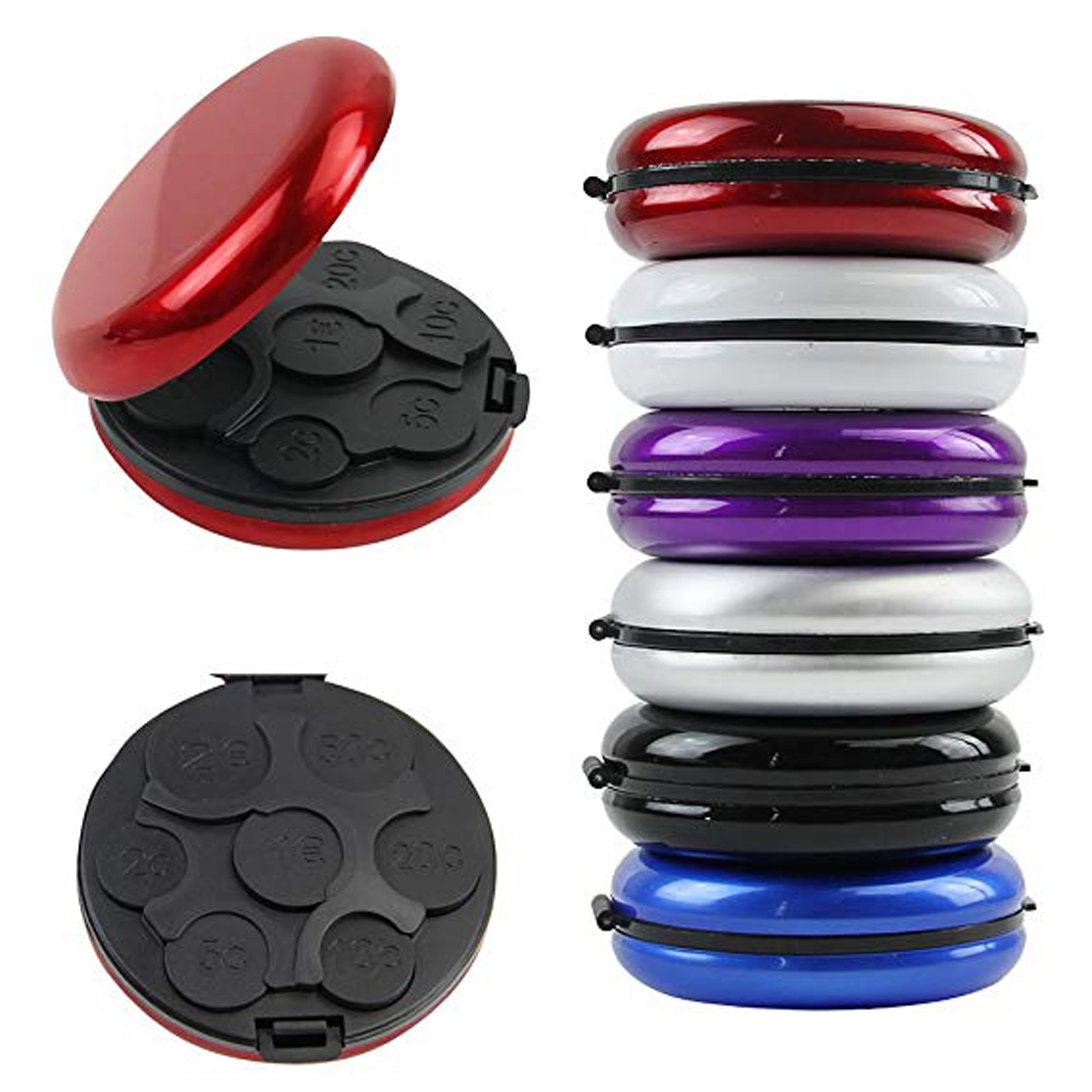 Round Aluminum Euro Coin Dispenser Storage Coins Wallet Aluminum Coin Box