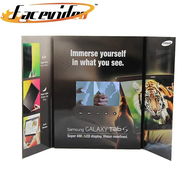 fashion design handmade double door open 4.3 inch video brochure lcd screen greeting card for business wedding gift birthday