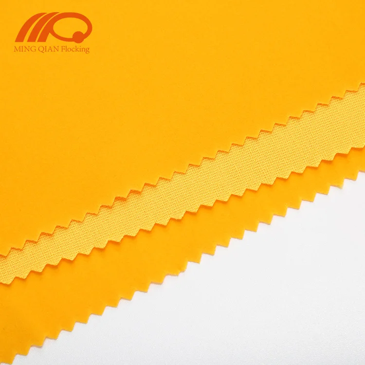 Yellow Knitting / Knitted Flock Fabric For Package Lining Velvet