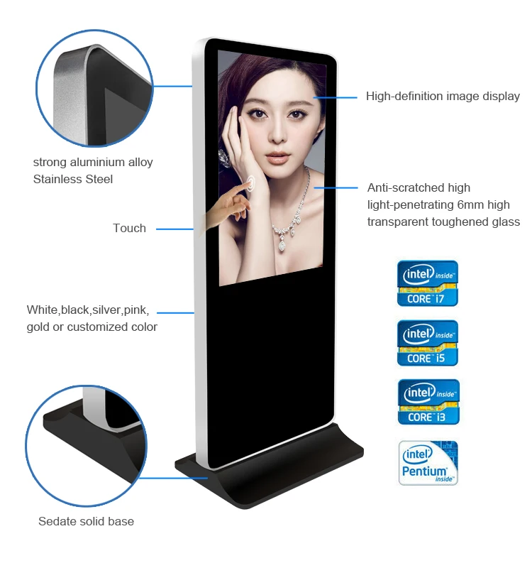 Best selling real hd advertising plyer standalone indoor reception digital signage lcd screen