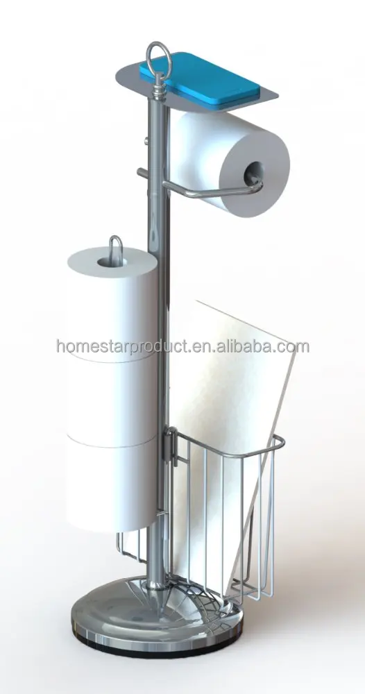 Steel toilet paper holder with magazine rack with iphone rack