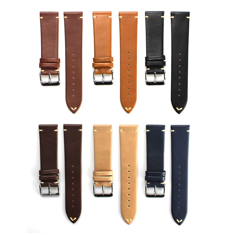20mm 22mm Vintage Genuine Leather Watch Band Luxury Leather Watch Strap