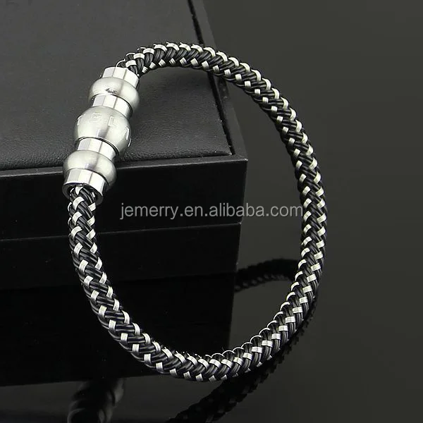 Fashion Healthy Energy Stainless Steel Magnetic Gold-plated Leather  Men Magnetic Custom Bracelet