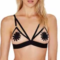 Sexy Lingerie Bra Bralette Top See Through Lace Mesh Underwear Bikini Bra Embroidered Flower Cover Point