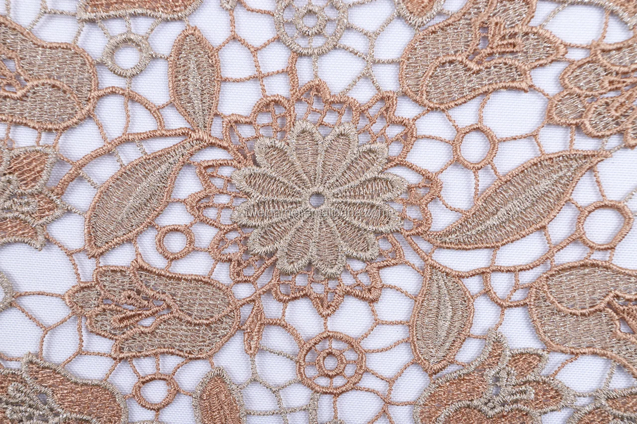 
Lace fabric gold African 120-140cm cord wedding dress embroidered lace fabric 