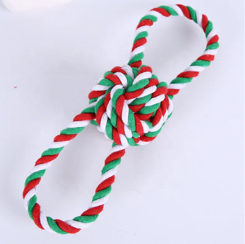 
Christmas series toys dog toys ball set knitting molars cotton rope double knot toys one set 