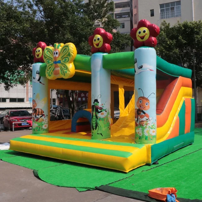 
Commercial cheap indoor jungle bouncy house carton inflatable castle with slide kids bounce house For kids and adult 