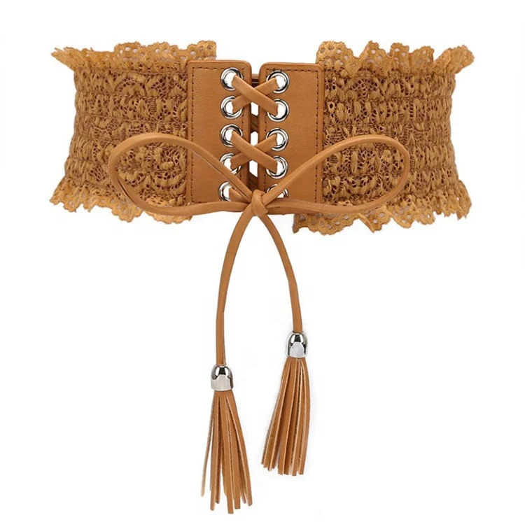 Women's elastic waist belt Obi, drawstring belt