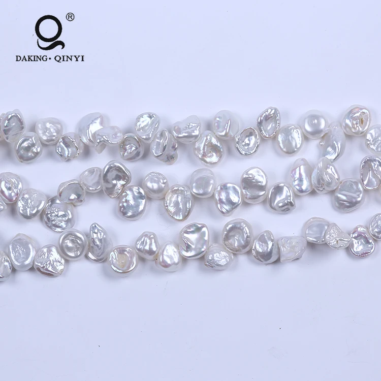 Daking Jewelry 10-11mm Irregular Natural White Fresh Water Loose Keshi Pearls