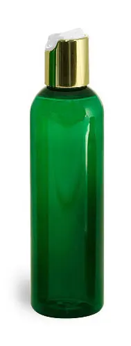 Plastic Bottles, Green PET Cosmo Rounds with Smooth Black Disc Top Caps,250ml plastic lotion bottle
