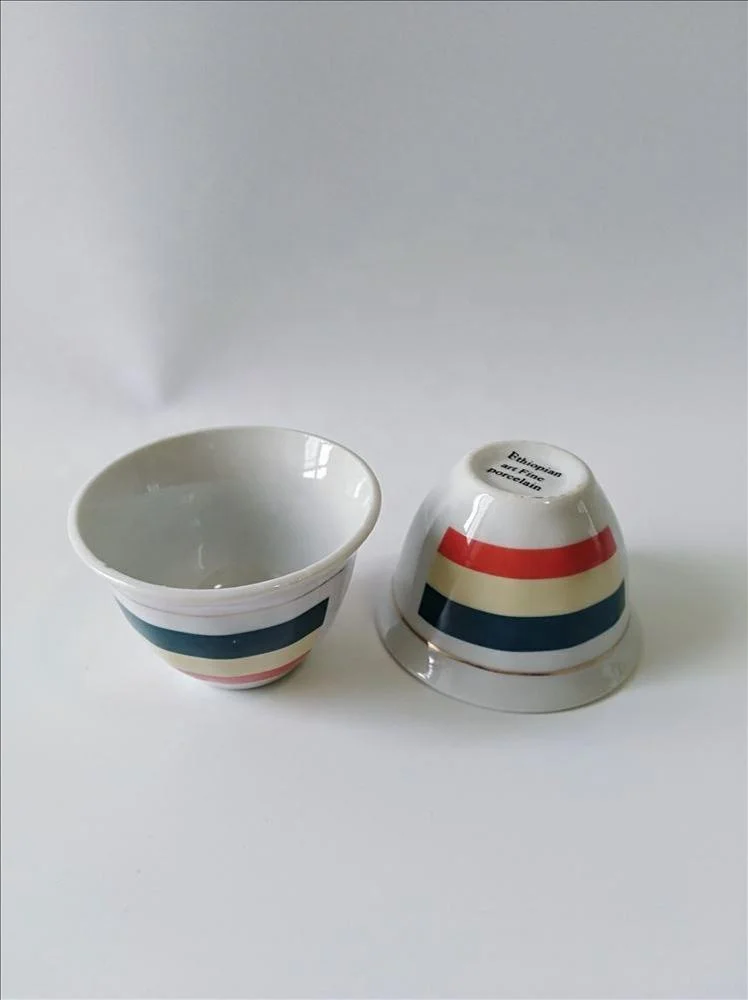 Hot sales ceramic coffee  cups lion and flag for ethiopian coffee ceremony