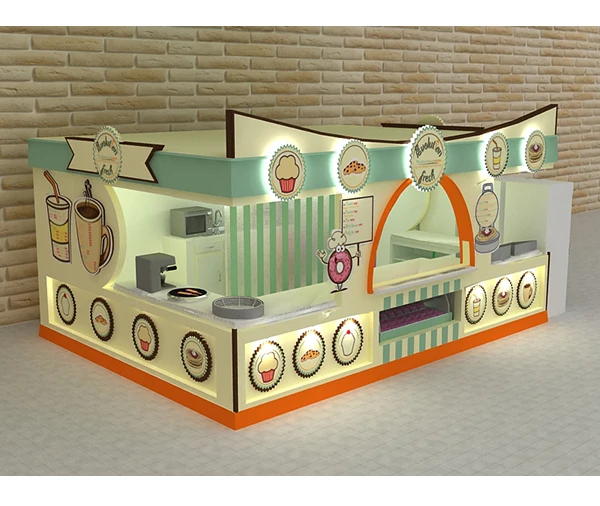 Customize elegant cafe shop counter food and drink kiosk  for shopping mall