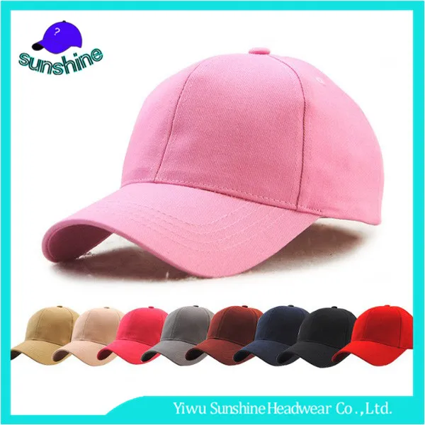 Custom 100% cotton short brim snapback cap 6 panels pink plain baseball caps for ladies