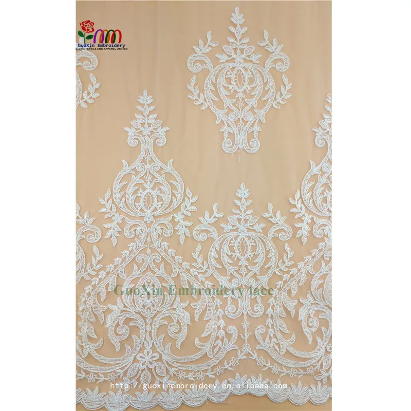 2017 new design cotton indian guipure embroidered lace fabric for wedding dress