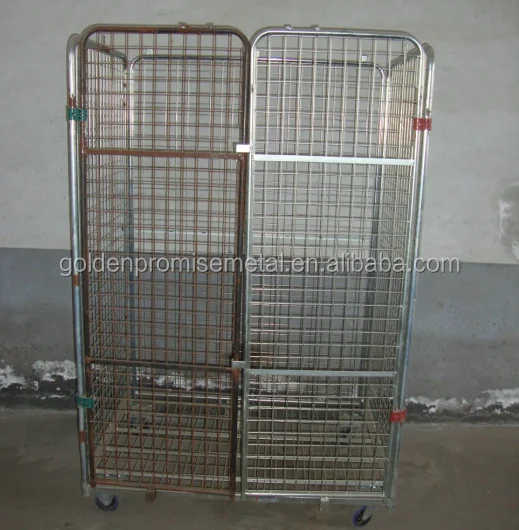 
Hot Sale Supermarket Chain Trolley Cheap Wire Mesh Roll Cage Steel Trolley 