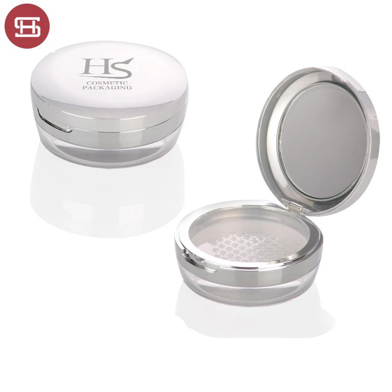 Custom Makeup Metal Cosmetic Round Empty Private Label Jar White Loose Powder Container Case With Sifter