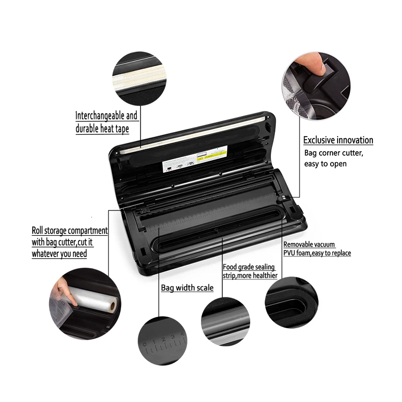 Sea-maid Household Food Packaging Sealer Machine Vacuum Saver Bags Automatic Heat Sealing Sealer