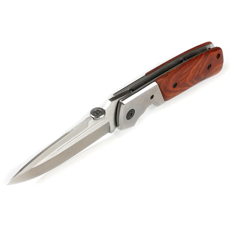 
Stainless steel folding pocket knife EDC knife with wooden handle 