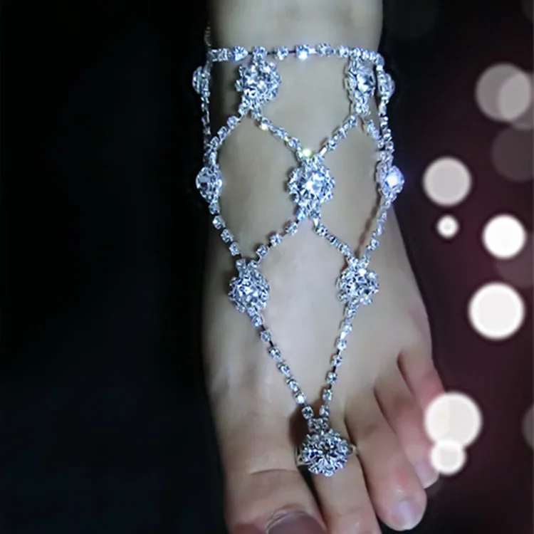 Barefoot Sandals Anklet Chain Foot Rhinestone Jewelry Ankles G0017