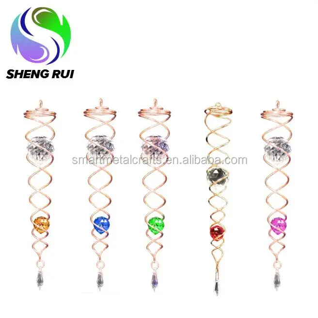
Crystal twister metal spiral tail garden decorative wind spinner 
