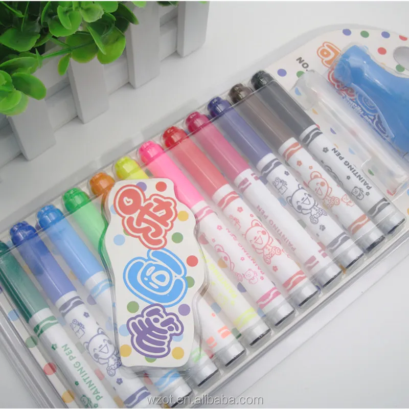 
12 Colors Water Color Pen For School High Quality School Supply Stationery Art Marker Pen Air Spray pen OT-658 