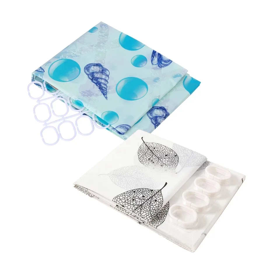 Пластиковая занавеска для душа PEVA с цветочным принтом