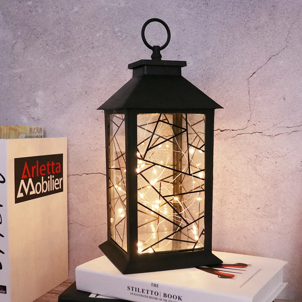 Золотой винтажный строительный фонарь для подвешивания двора украшение свадьбы со светодиодной гирляндой из медной проволоки
